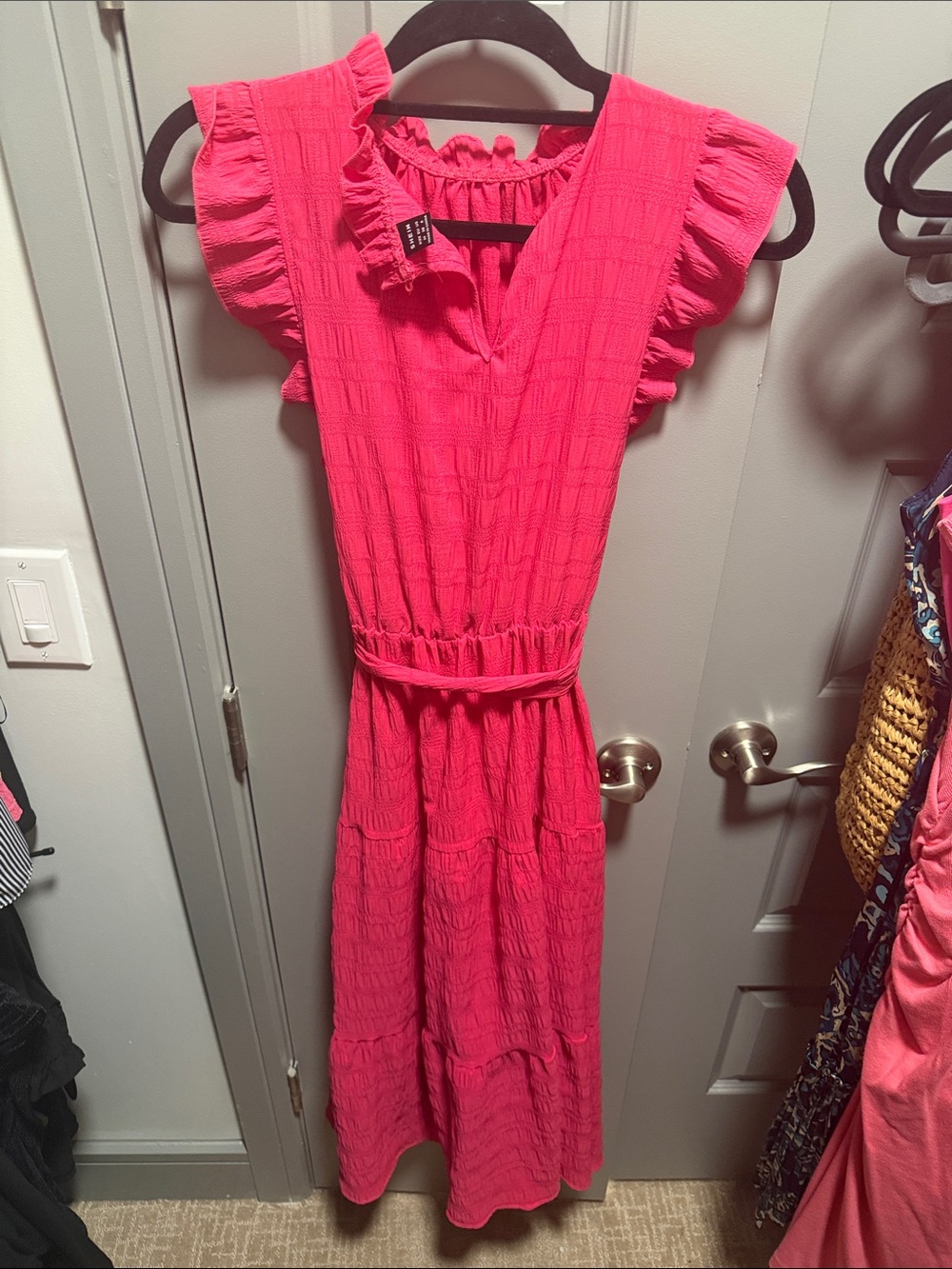 ' Bright Pink Ruffle Maxi Dress - Picture 2 of 2